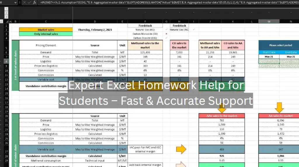 Excel homework help
